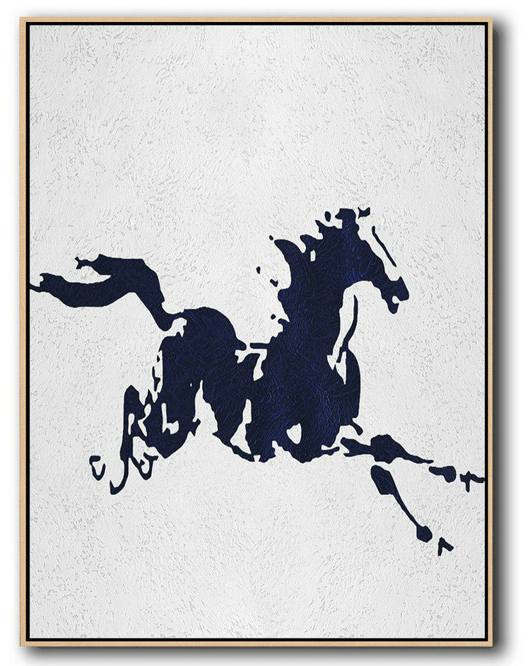 Large Abstract Art,Buy Hand Painted Navy Blue Abstract Painting Online,Canvas Wall Paintings